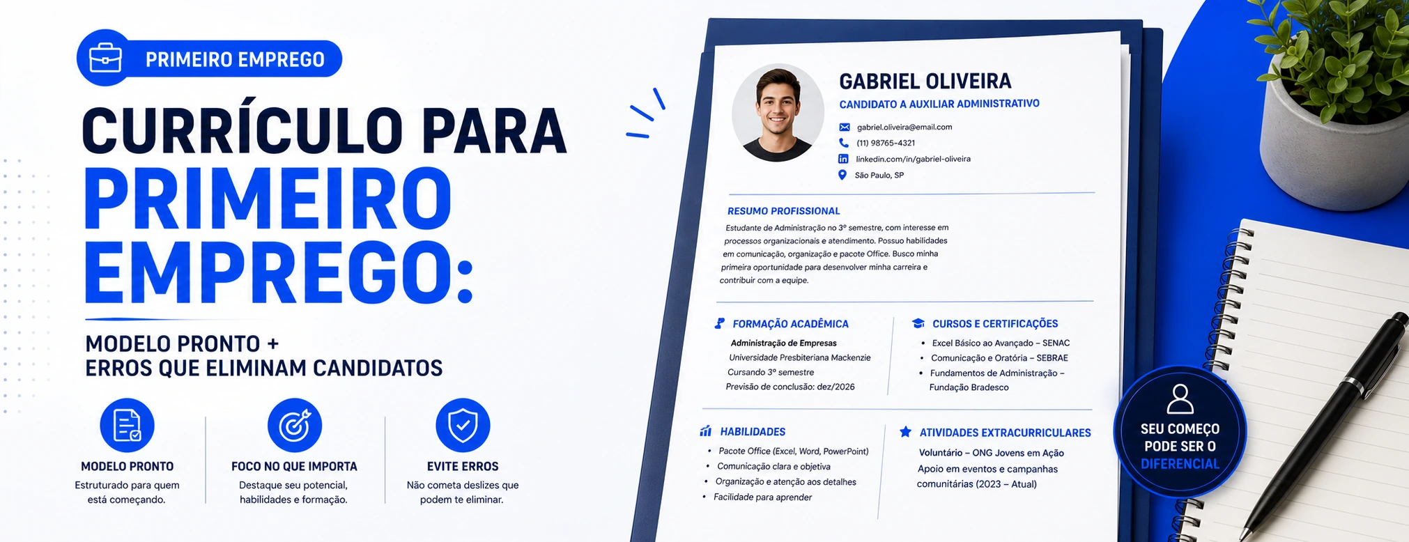 Currículo para primeiro emprego: modelo pronto + erros que eliminam candidatos