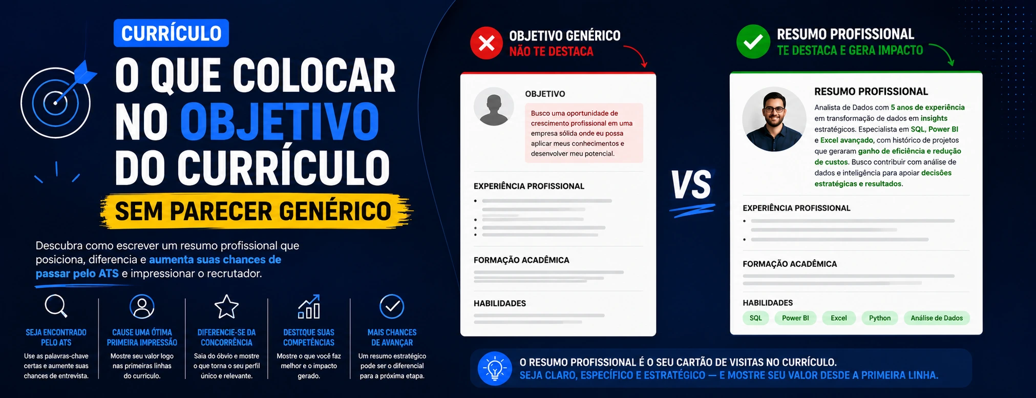 O que colocar no objetivo do currículo sem parecer genérico